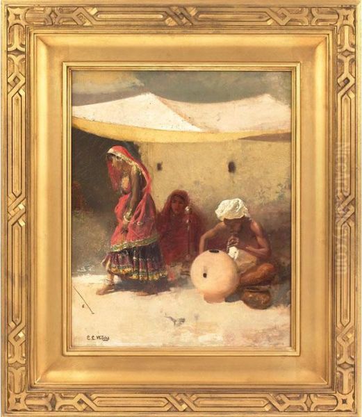 Market Scene Oil Painting by Edwin Lord Weeks