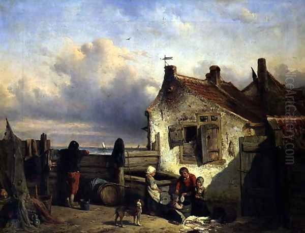 Sorting the catch Oil Painting by Jan Mari Henri Ten Kate