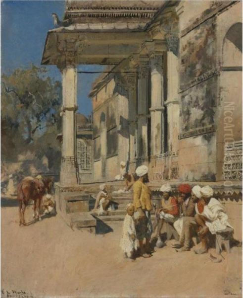 Portico Of A Mosque, Ahmedabad Oil Painting by Edwin Lord Weeks