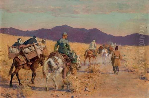 Sortie Du Marche, Province Du Louristan, Montagnes Du Zagros, Iran Oil Painting by Edwin Lord Weeks