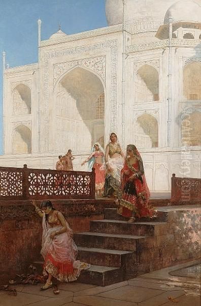 Nautch Girls Emerging From The Taj Mahal Oil Painting by Edwin Lord Weeks