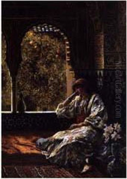 < Reverie Au Patio, Maroc >. Oil Painting by Edwin Lord Weeks