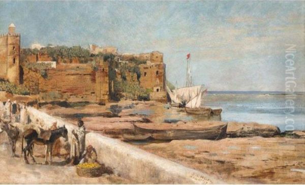 Fortifications Of The Ondais Quarter, Rabat Oil Painting by Edwin Lord Weeks