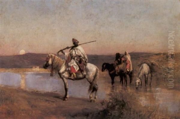 Fording A Stream Oil Painting by Edwin Lord Weeks