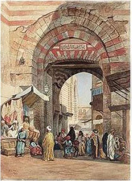 The Bazaar Oil Painting by Edwin Lord Weeks