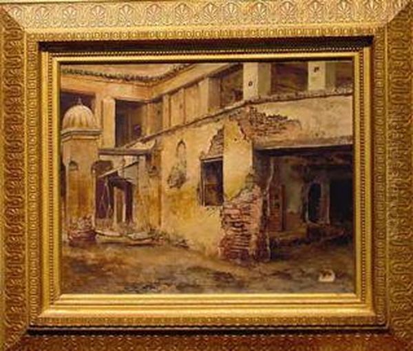 Courtyard In Morocco Oil Painting by Edwin Lord Weeks