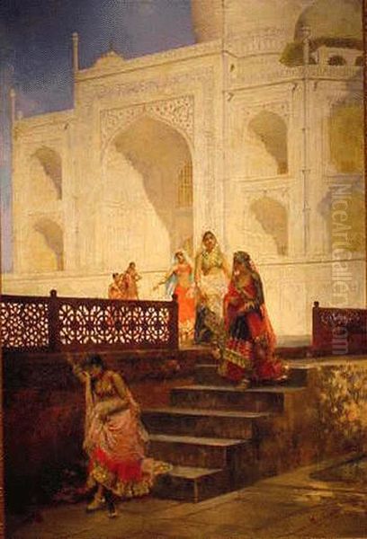 Nautch Girls Emerging From The Taj Mahal Oil Painting by Edwin Lord Weeks