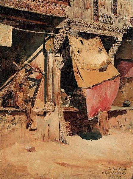 Shop Fronts, Ahmedabad Oil Painting by Edwin Lord Weeks