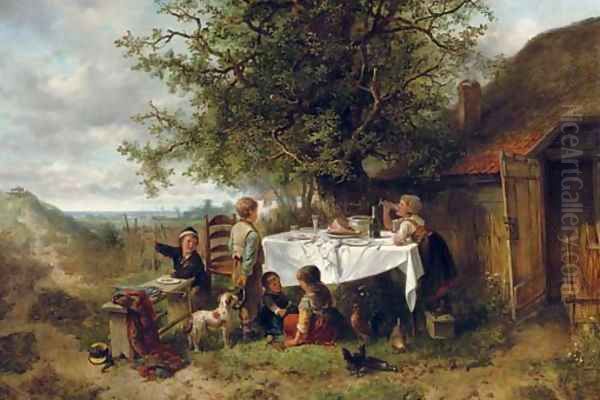 The dinner party Oil Painting by Jan Mari Henri Ten Kate