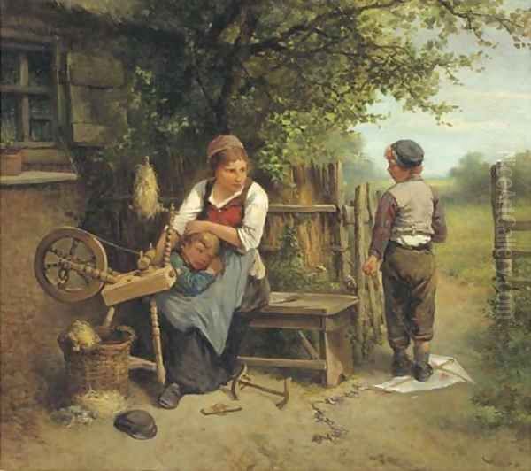 The naughty boy Oil Painting by Jan Mari Henri Ten Kate