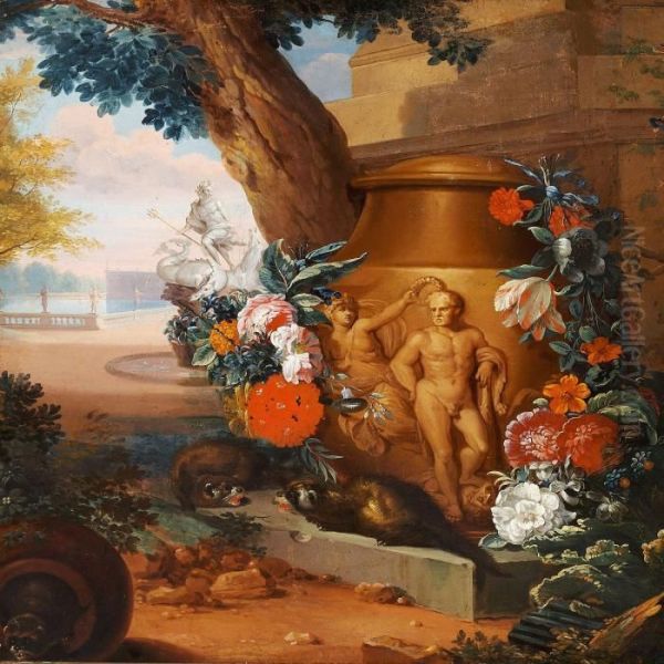 Palace Garden Oil Painting by Jan Weenix