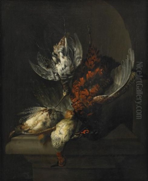 Stilleben Med Kramsfaglar Oil Painting by Jan Weenix