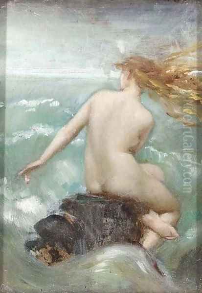 A female nude on a rocky coastline Oil Painting by Dorothy Tennant