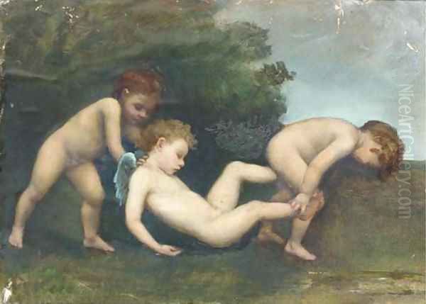 Cupid with two cherubs 2 Oil Painting by Dorothy Tennant