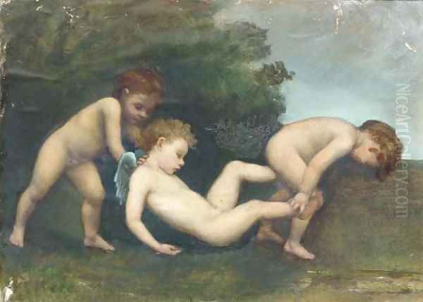 Cupid with two cherubs Oil Painting by Dorothy Tennant