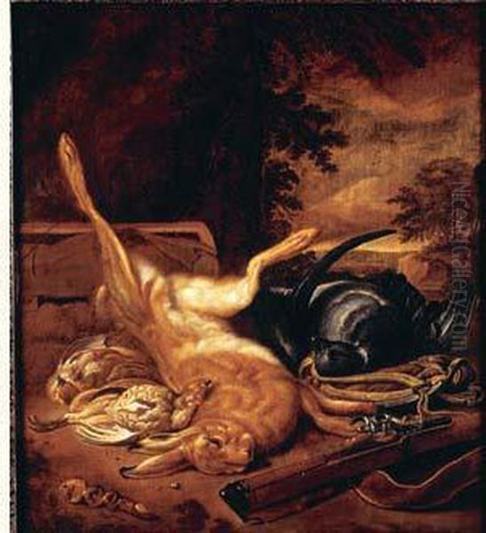 Nature Morte Au Trophee De Lievre Et De Perdrix Grise Oil Painting by Jan Weenix