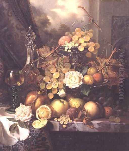 Still life with fruit Oil Painting by Henry George Todd