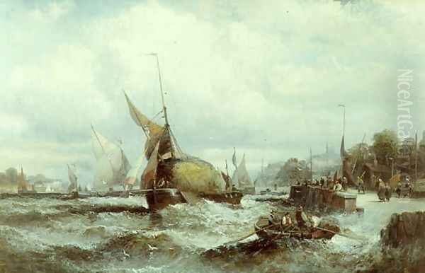 A Rough Sea Oil Painting by William A. Thornley or Thornbery