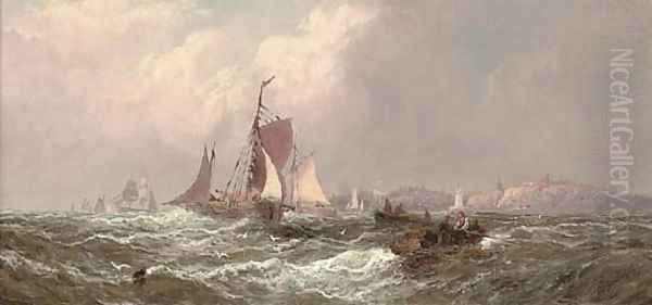 A fresh breeze off Scarborough Oil Painting by William A. Thornley or Thornbery