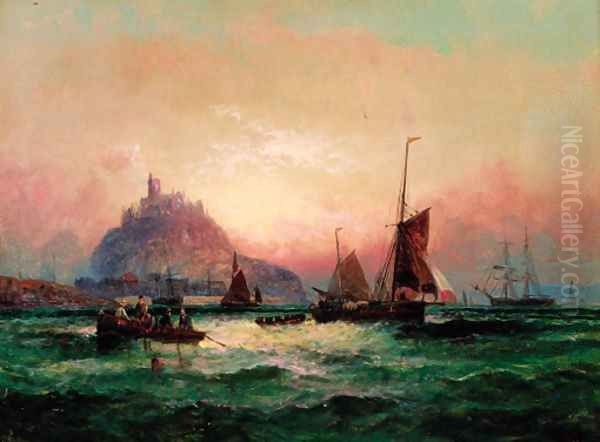 Mounts Bay, Cornwall Oil Painting by William A. Thornley or Thornbery