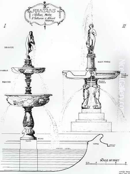 Fountains, Wilton House, Wiltshire and Victoria and Albert Museum, London, 1902 Oil Painting by Harry Inigo Triggs