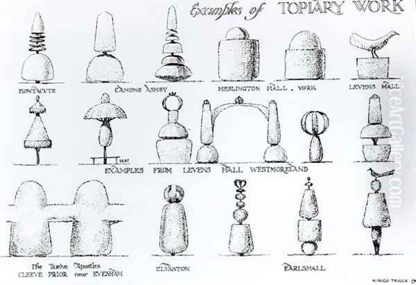 Examples of Topiary Work, 1902 Oil Painting by Harry Inigo Triggs