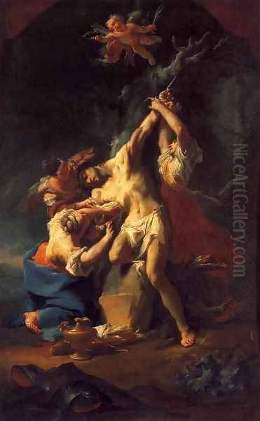 St Sebastian and the Women Oil Painting by Paul Troger