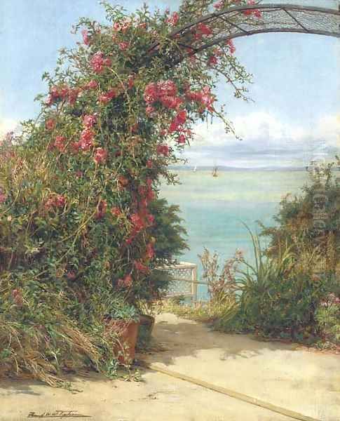 A garden by the sea Oil Painting by Frank William Warwick Topham