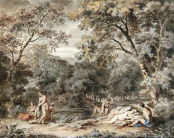 Nymphs Bathing in a Wooded Glade, c.1765-70 Oil Painting by William Taverner