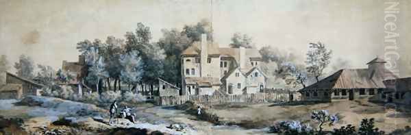 Landscape with Buildings- possibly at Richmond, Surrey Oil Painting by William Taverner