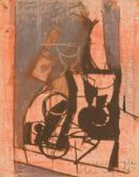 Composition Aux Cartes Et Au Verre Oil Painting by Joachim Weingart