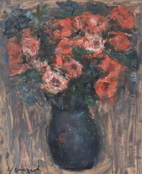 Bouquet De Fleurs Rouges Oil Painting by Joachim Weingart