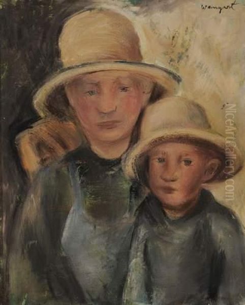 Enfants Aux Chapeaux De Paille Oil Painting by Joachim Weingart