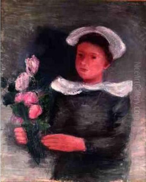 Bretonne Aux Roses Oil Painting by Joachim Weingart