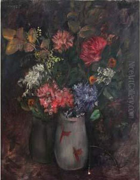 Bouquet De Fleurs Dans Un Vase. Oil Painting by Joachim Weingart