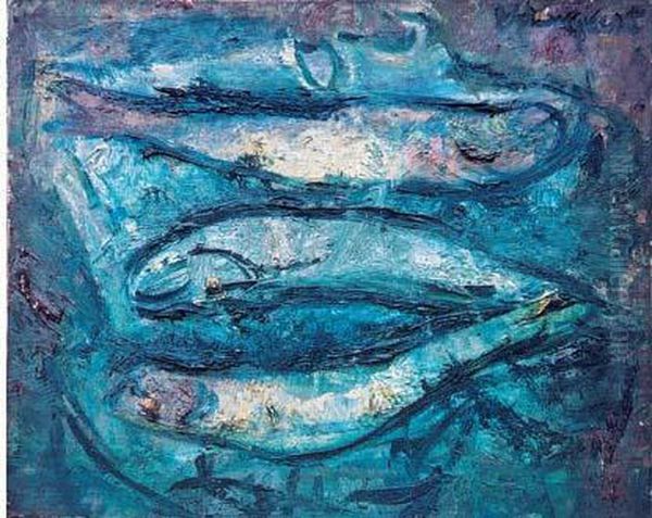 Les Poissons Oil Painting by Joachim Weingart