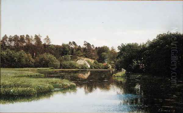 River Landscape, 1879 Oil Painting by Anton Erik Christian Thorenfeld