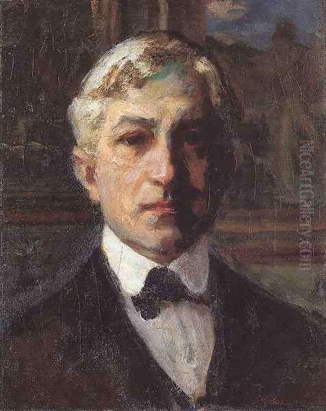 Selt-portrait c. 1910 Oil Painting by Janos Thorma