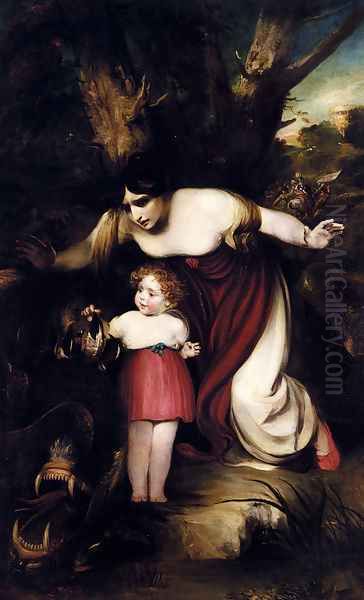 The Mother Finding Her Infant Playing With Talons Of The Dragon Slain By The Red Cross Knight Oil Painting by Henry Thomson