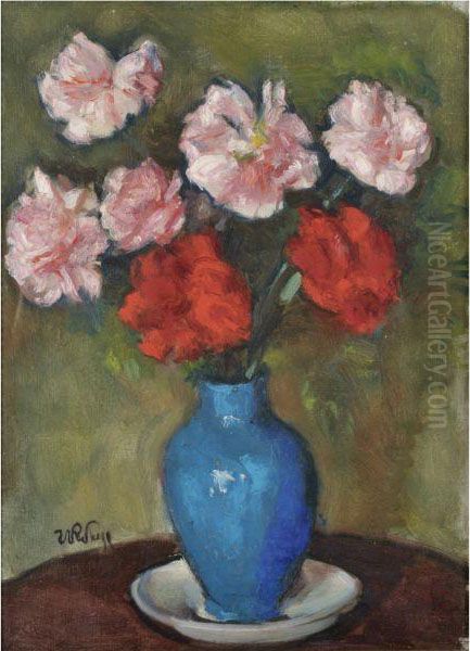 Still Life With Roses Oil Painting by Wojciech Weiss