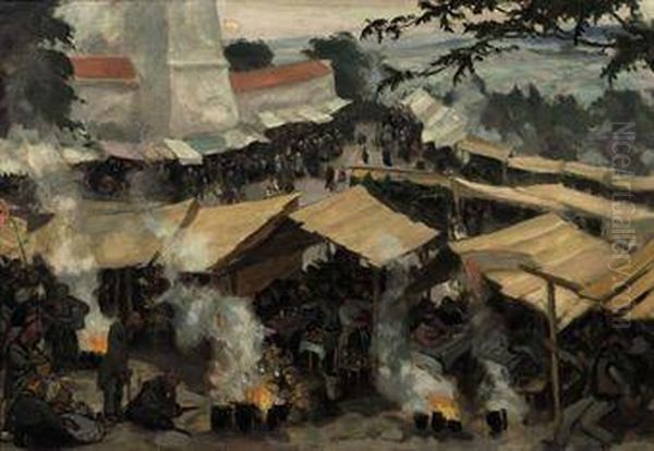 The Fair At Kawaria Zabrzydowska, Poland Oil Painting by Wojciech Weiss