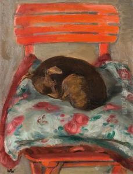 Sleeping Dog (kiki) Oil Painting by Wojciech Weiss