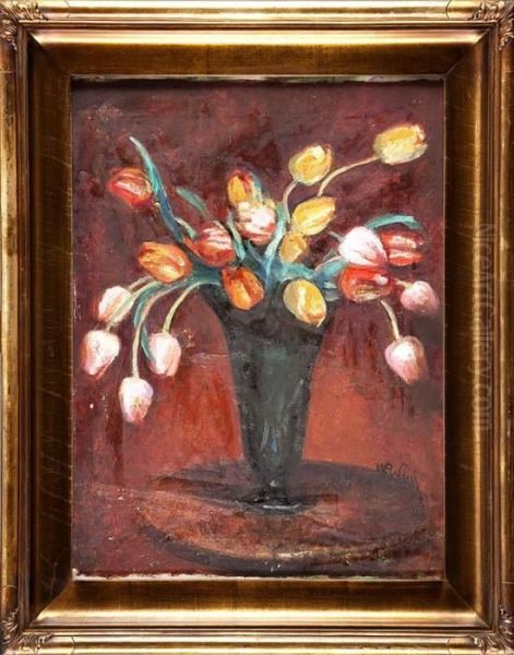 Tulipany W Wazonie Oil Painting by Wojciech Weiss