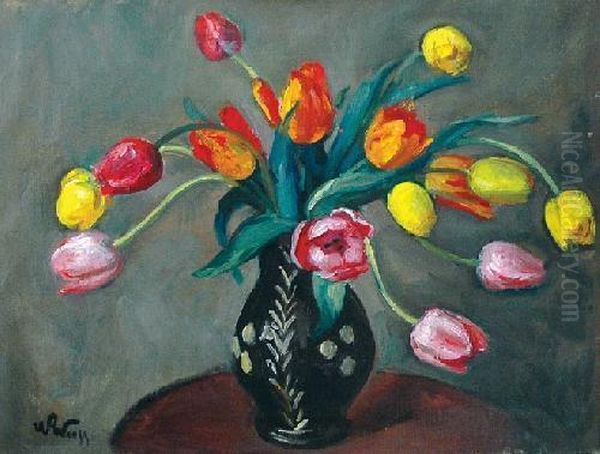 Tulipany W Wazonie Oil Painting by Wojciech Weiss