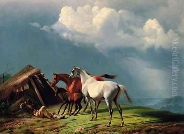 The cautious approach Oil Painting by Carl Christian Frederik Jacob Thomsen