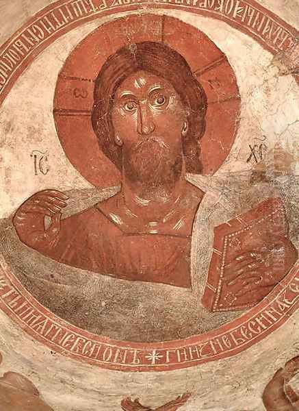 Christ Pantocrator, on the cupola of the Church, 1378 Oil Painting by the Greek Theophanes