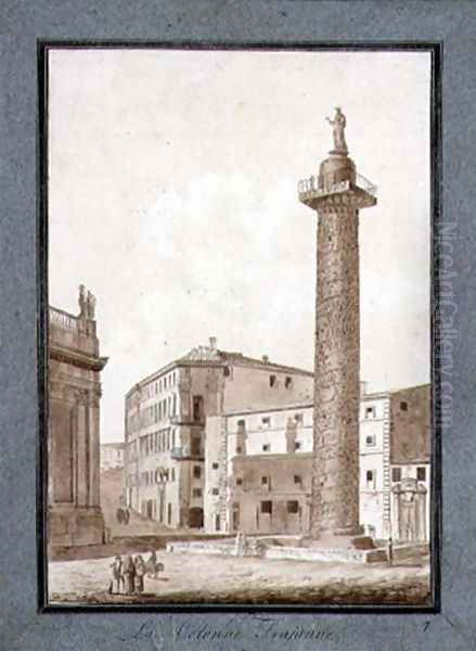 Trajans Column, Rome Oil Painting by Agostino Tofanelli