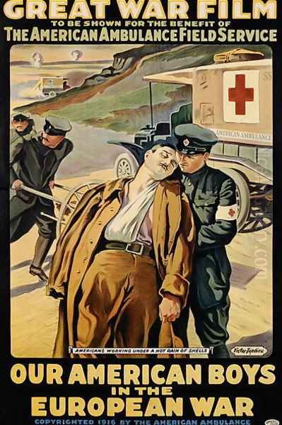 Poster advertising the film Our American Boys in the European War Oil Painting by Victor Francois Tardieu