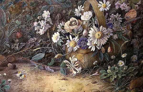 Basket of Wild Flowers Oil Painting by G.E. Taylor