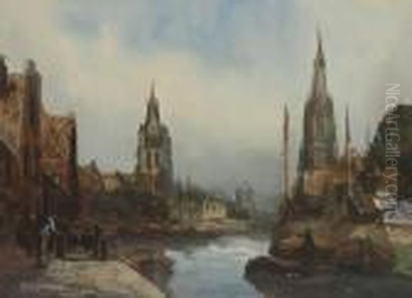 Kanal In Delft Oil Painting by Jan Hendrik Weissenbruch